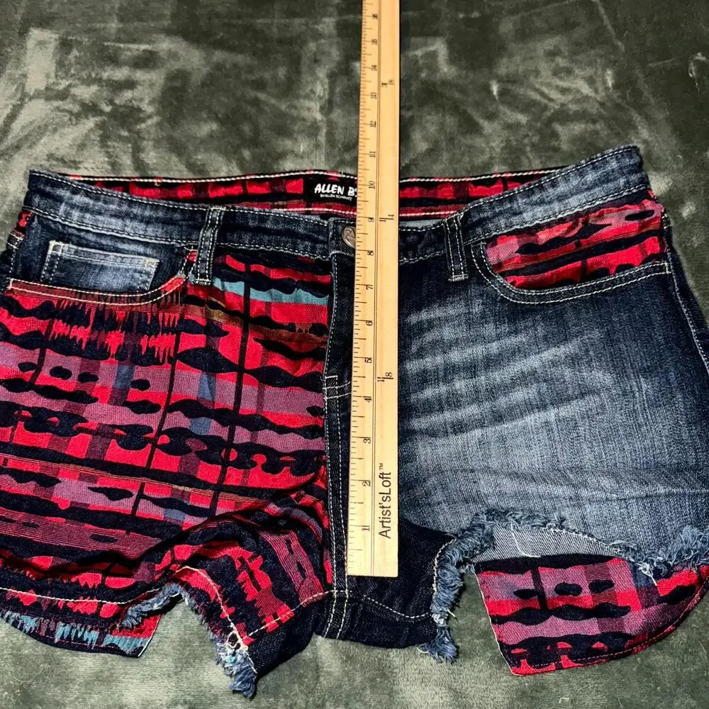 Y2K Allen B. By Allen Schwartz Cutoff Shorts Women’s 12 Blue Red Plaid‎ Denim